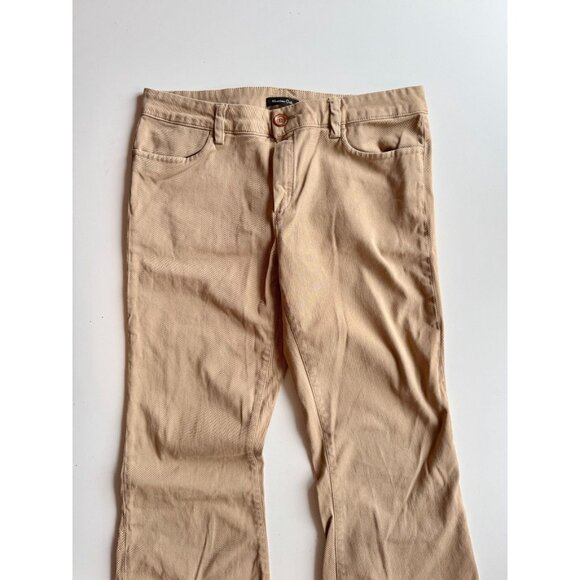MASSIMO DUTTI Khaki Tan Cotton Twill Chino Wide Leg Flared Pants, Size 10 - Picture 6 of 15